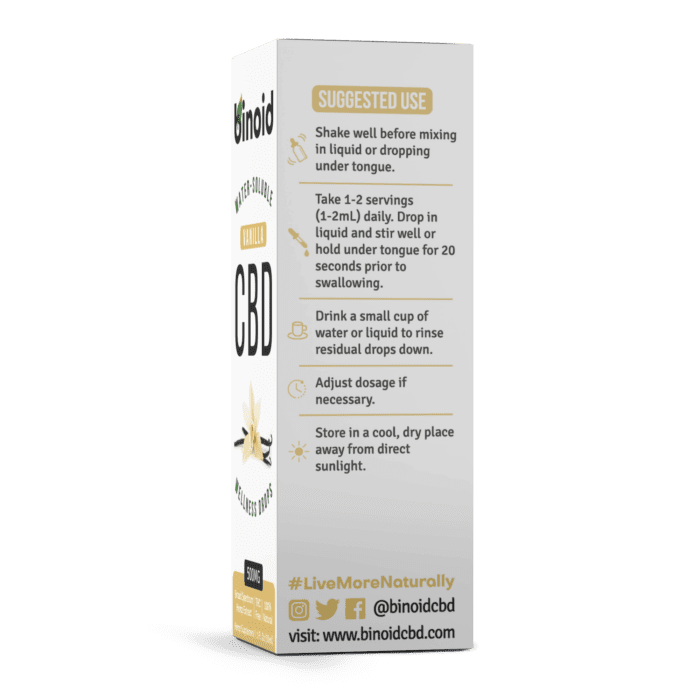 Water-Soluble CBD Oil Drops Vanilla Binoid 500mg Suggested Use