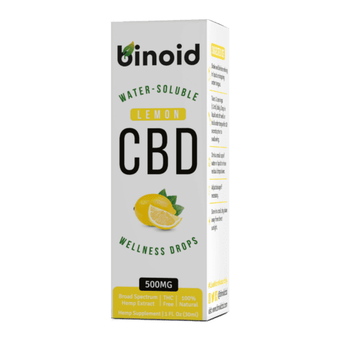 Binoid CBD Oil Nano Water Soluble Wellness Drops Flavored THC-Free Broad Spectrum Zero Lemon Flavor Box