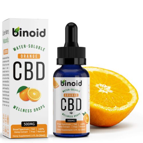 Binoid CBD Oil 500mg Nano Water Soluble Wellness Drops Flavored THC-Free Broad Spectrum Zero Orange Flavor