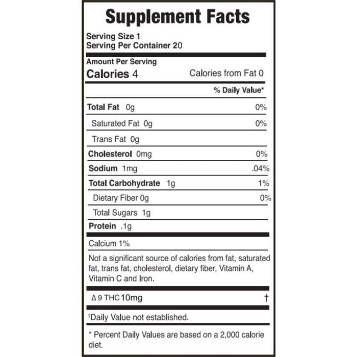 THC-H gummies delta extrax supplement facts nutrition facts calories