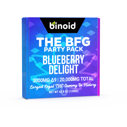 Largest Legal THC Gummy History BFG 3000mg Delta 9 THC 20000 Cannabinioids Blueberry Delight Binoid